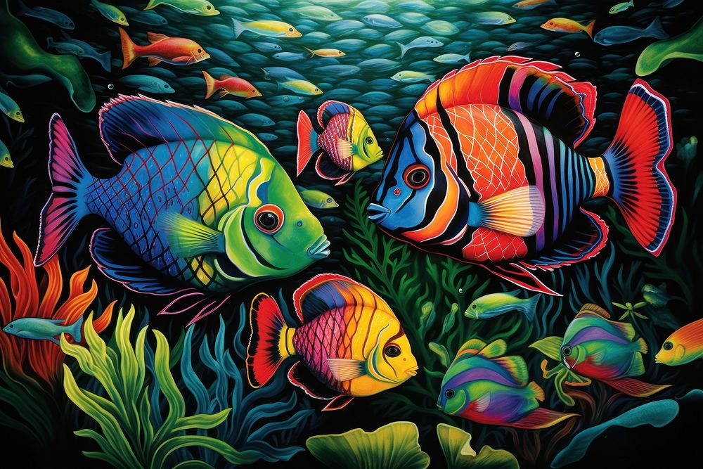Multi-colored fish outdoors animal nature.