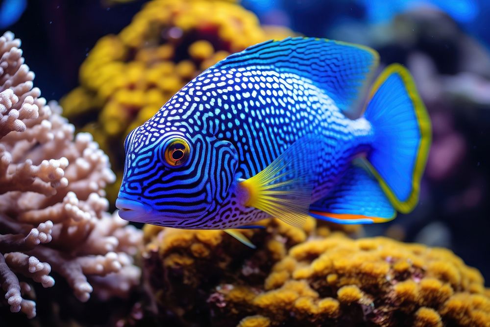 Spotted tropical fish outdoors swimming animal.