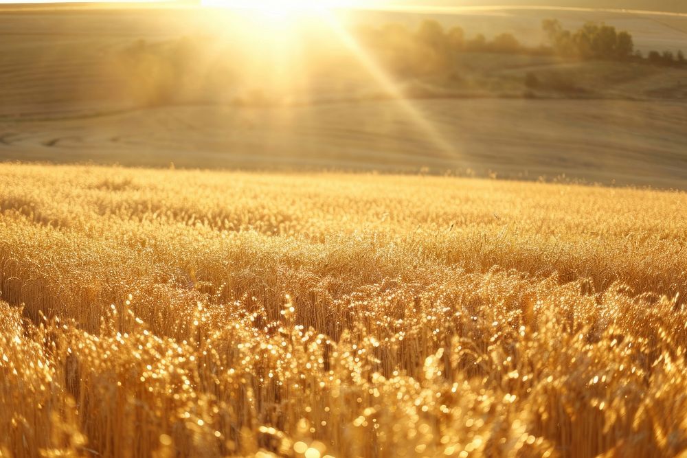 Golden field sunlight agriculture outdoors.