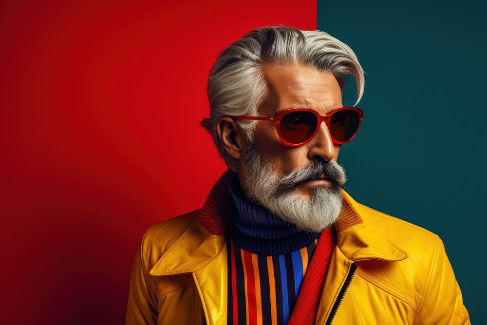 3 mature man sunglasses portrait fashion. AI generated Image by rawpixel.