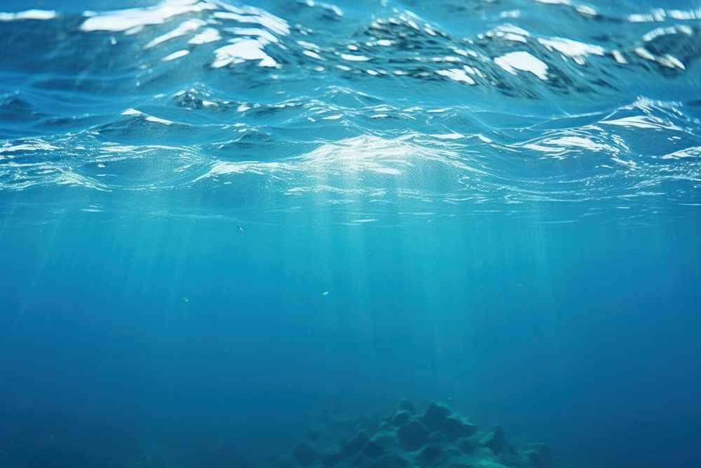 Under blue water backgrounds underwater swimming. AI generated Image by rawpixel.