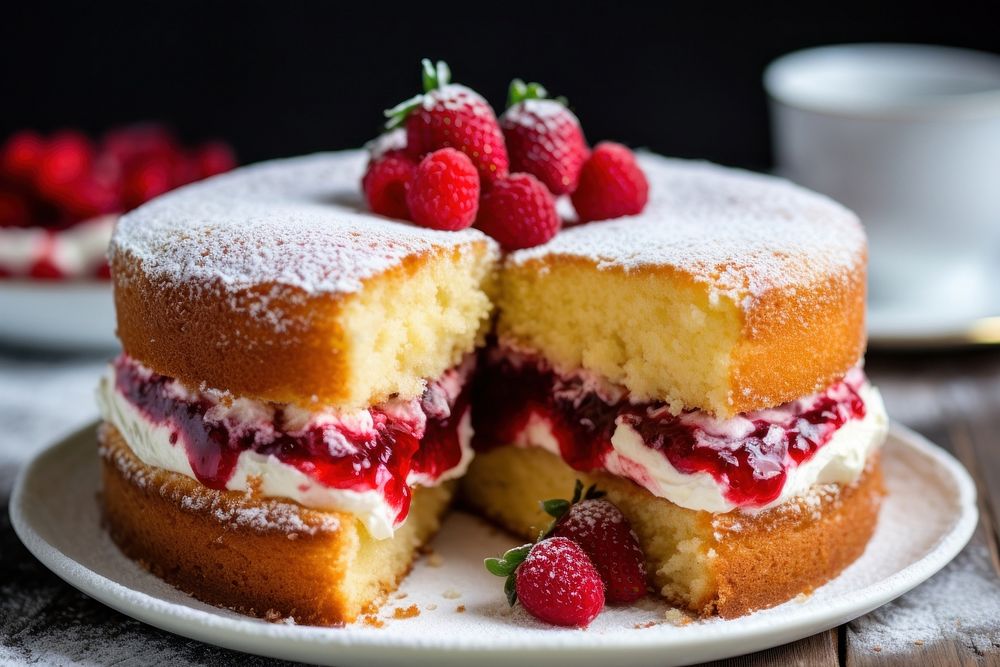 Victoria Sponge Cake raspberry dessert fruit.