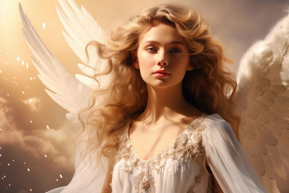 Angel contemplation spirituality hairstyle. AI generated Image by rawpixel.