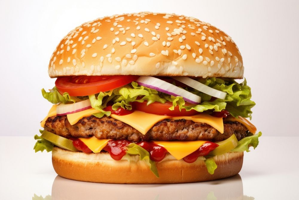 Beef cheese burger food hamburger vegetable. AI generated Image by rawpixel.