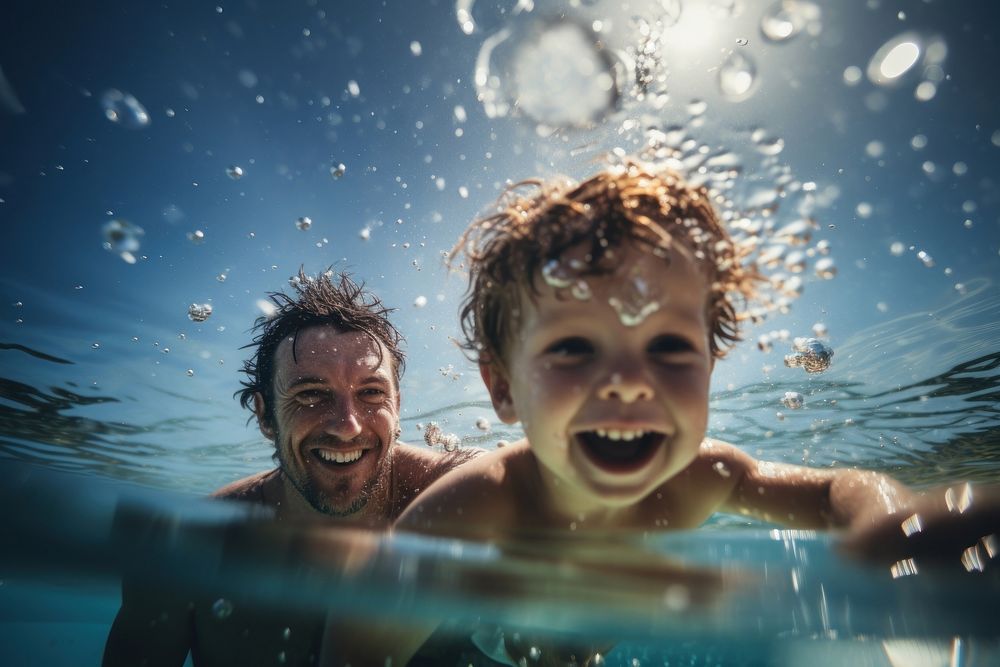 A boy swimming recreation portrait outdoors. AI generated Image by rawpixel.