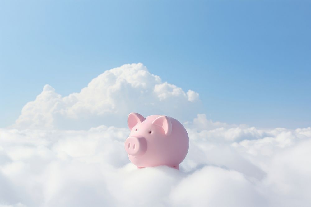 A piggy bank cloud investment currency.