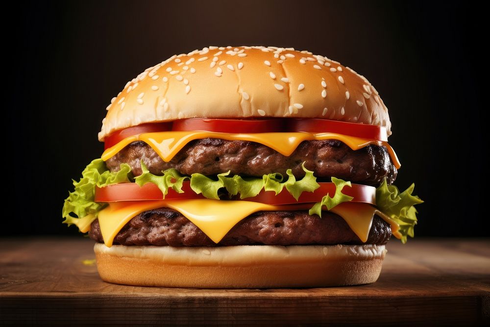 Double cheese burger food hamburger condiment. AI generated Image by rawpixel.