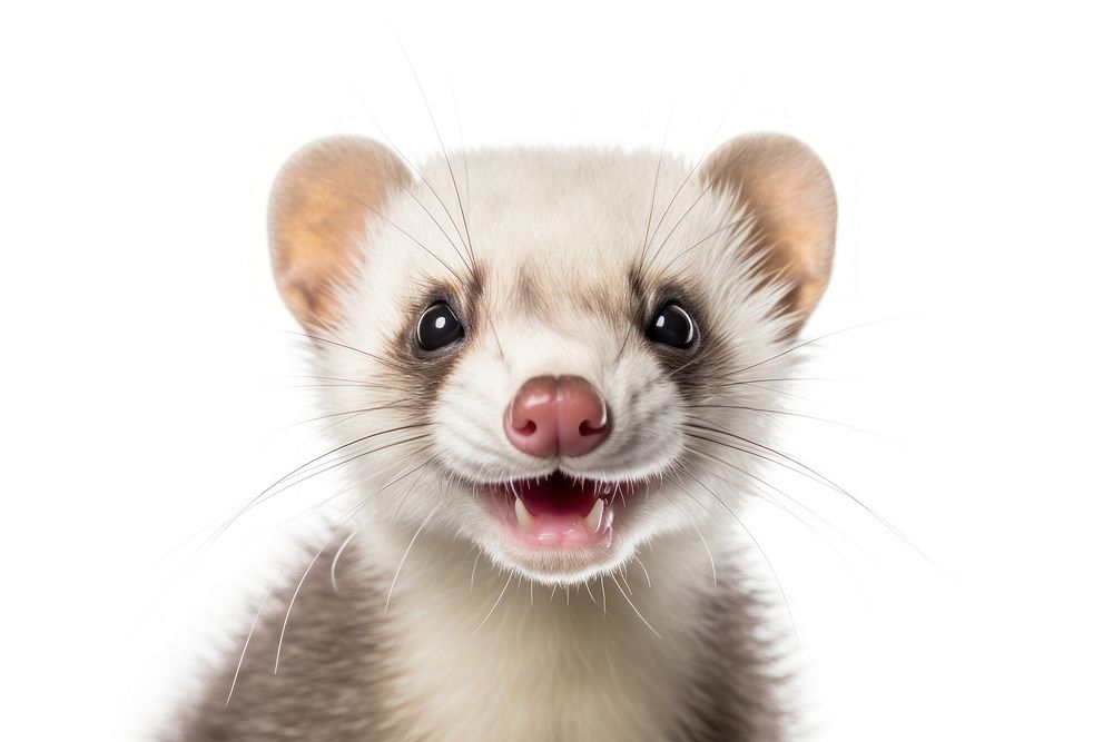 Smiling ferret mammal animal rodent. AI generated Image by rawpixel.