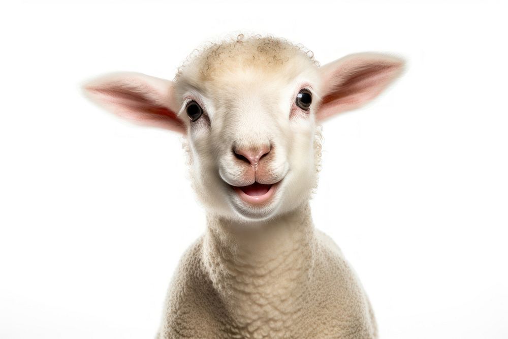 Smiling lamb livestock animal mammal. AI generated Image by rawpixel.