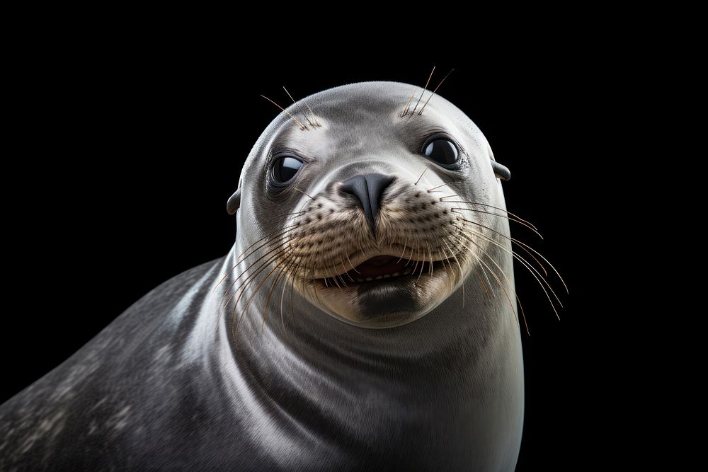 Smiling seal wildlife animal mammal. AI generated Image by rawpixel.