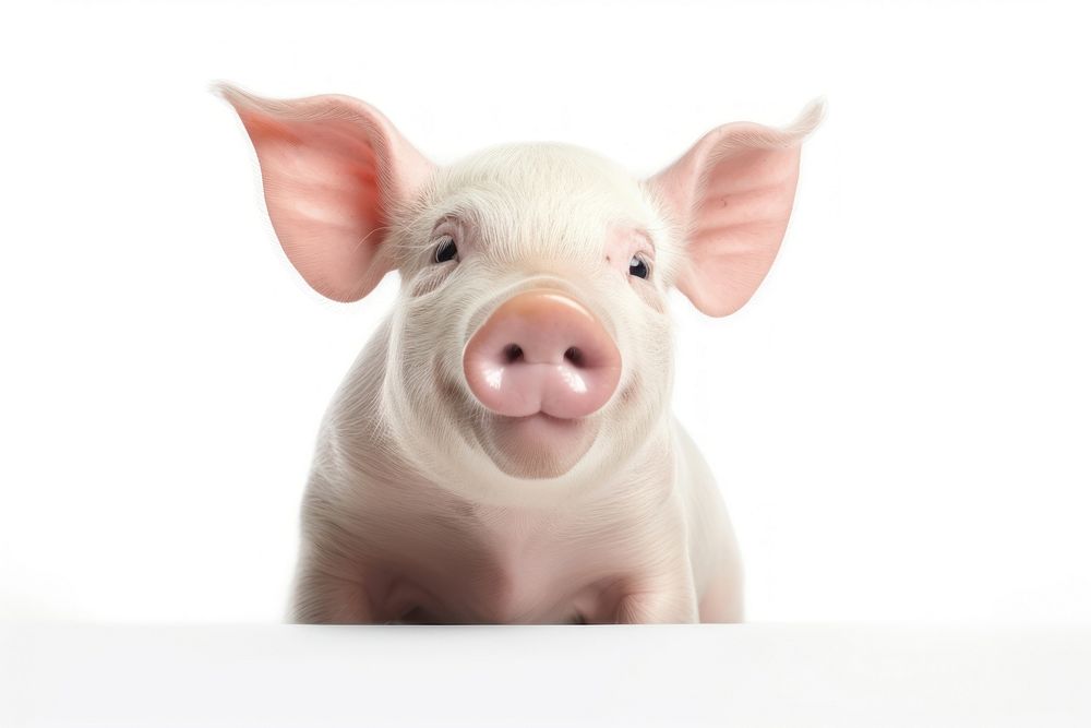 Smiling pig animal mammal white background. AI generated Image by rawpixel.