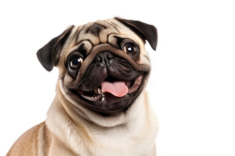 Smiling pug animal mammal dog. AI generated Image by rawpixel.