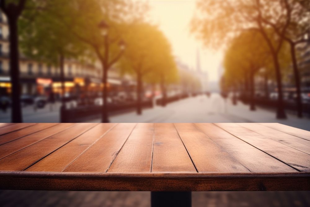 Cafe in paris table wood furniture. AI generated Image by rawpixel.