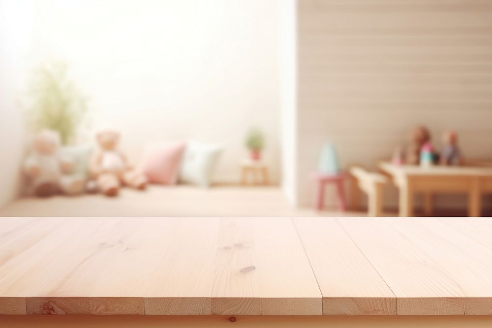 Baby room table wood architecture. 