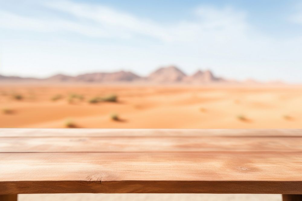 Desert table wood landscape. AI generated Image by rawpixel.