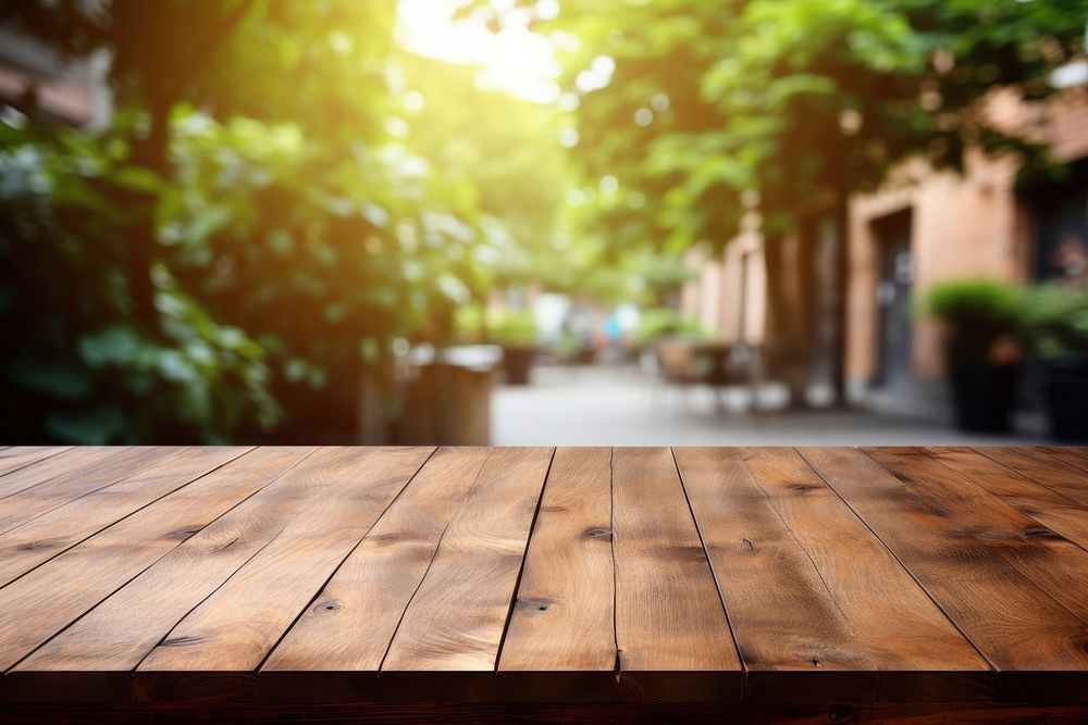 In front of restaurant table wood hardwood. AI generated Image by rawpixel.