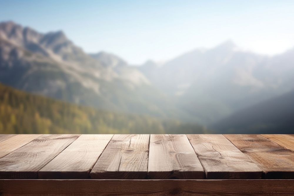 Mountain table wood landscape. 