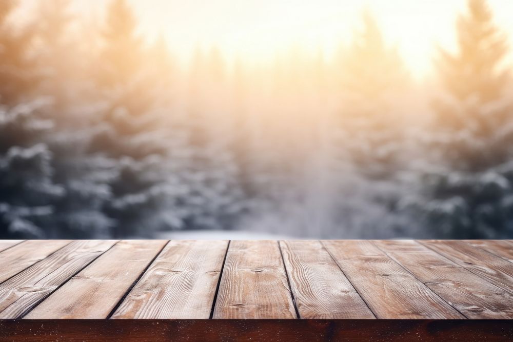 Winter forest table wood backgrounds. AI generated Image by rawpixel.