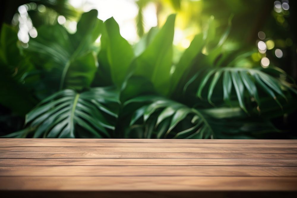 Tropical leaves wood backgrounds outdoors. AI generated Image by rawpixel.