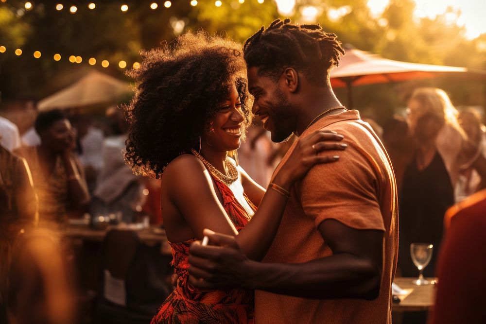 Black couple dancing adult affectionate. AI generated Image by rawpixel.