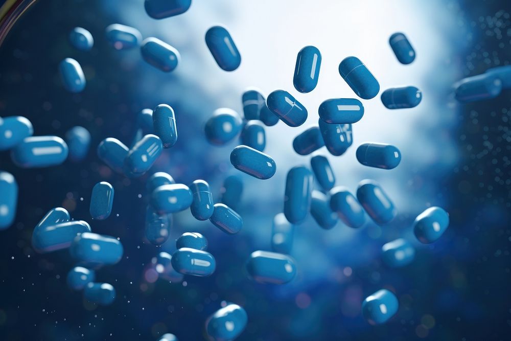 Medicine pill capsule blue medication. AI generated Image by rawpixel.