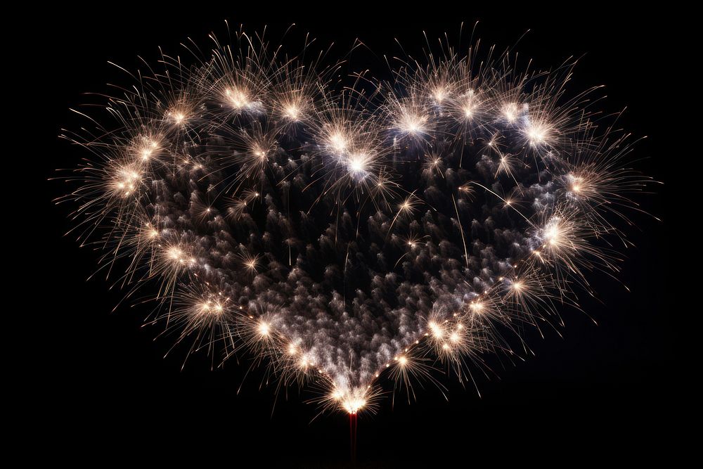 Shape of a heart fireworks outdoors night.