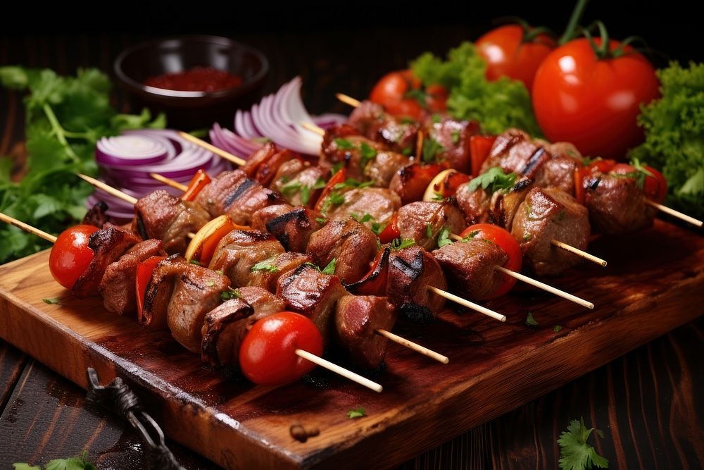 Grilled meat skewers grilling grilled roasted.