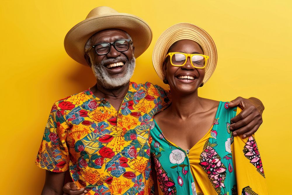 Black elderly couple laughing adult happy. AI generated Image by rawpixel.