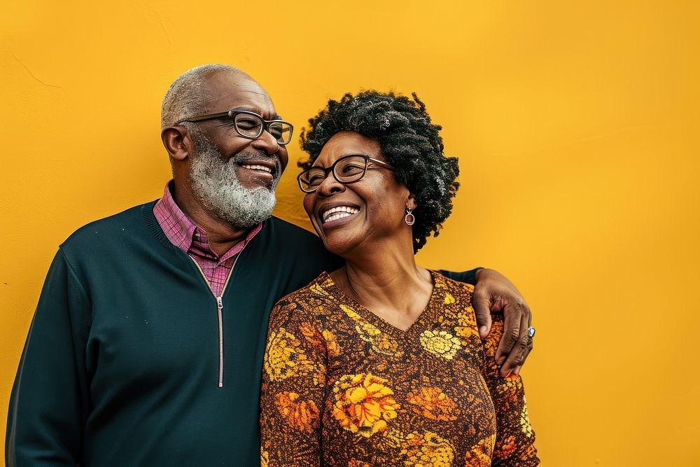 Black elderly couple laughing adult happy. AI generated Image by rawpixel.