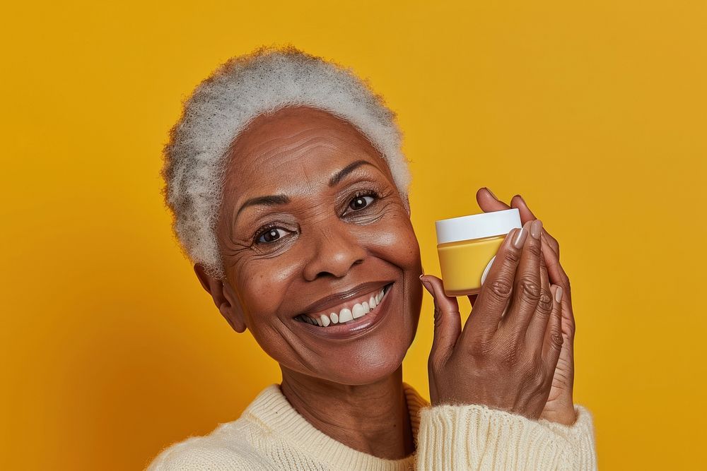 African american woman holding adult smile.