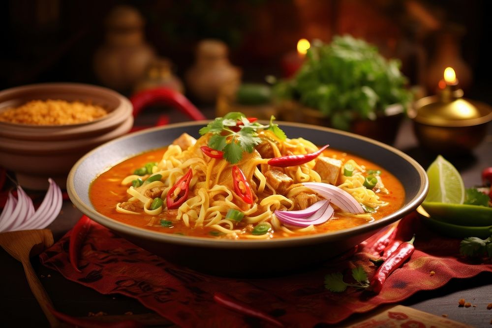 Khao Soi food meal soup. AI generated Image by rawpixel.