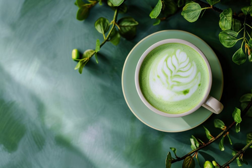 Matcha latte  coffee drink green.
