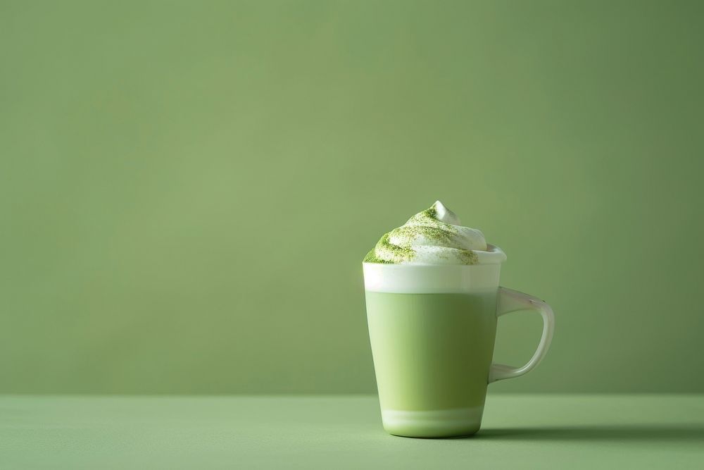 Matcha latte mockup dessert cream green.