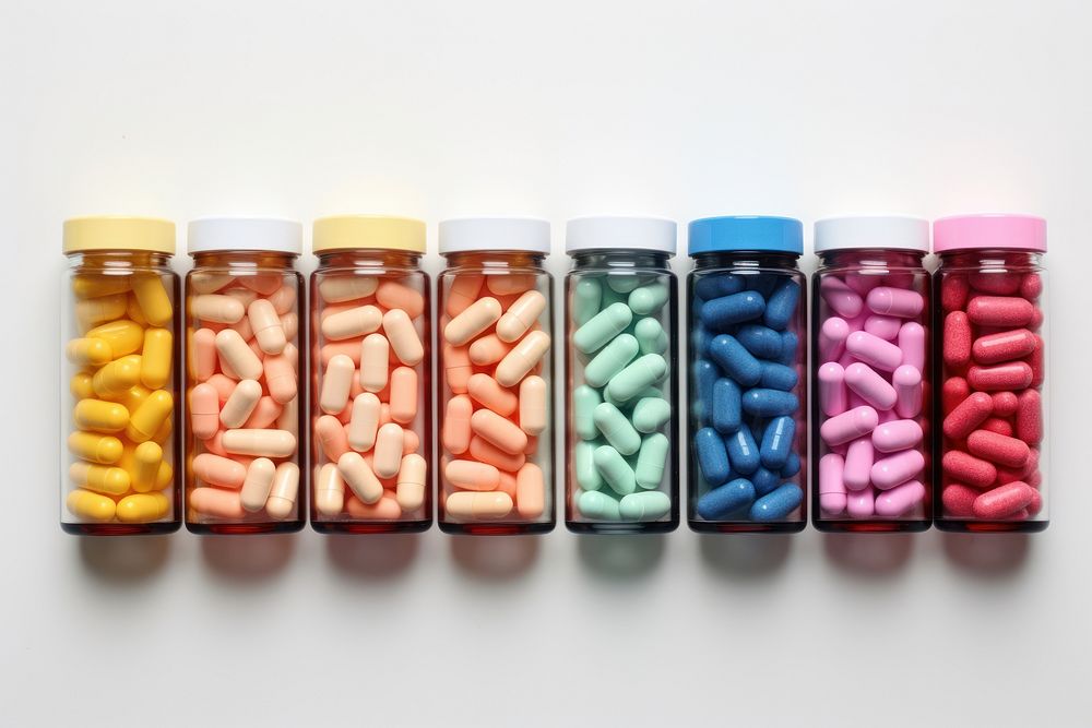 Medicine pills arrangement medication container. AI generated Image by rawpixel.