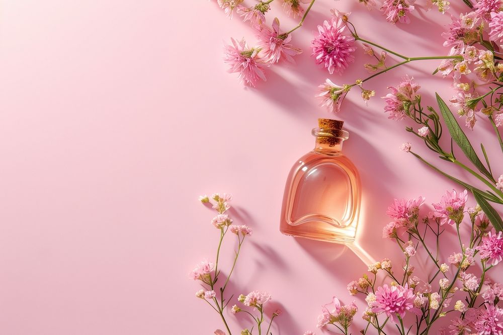 Natural oil cosmetics perfume flower bottle.