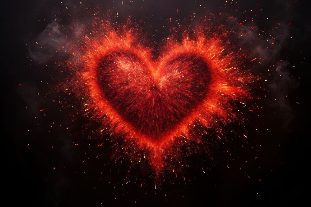 Shape of a heart fire fireworks red.