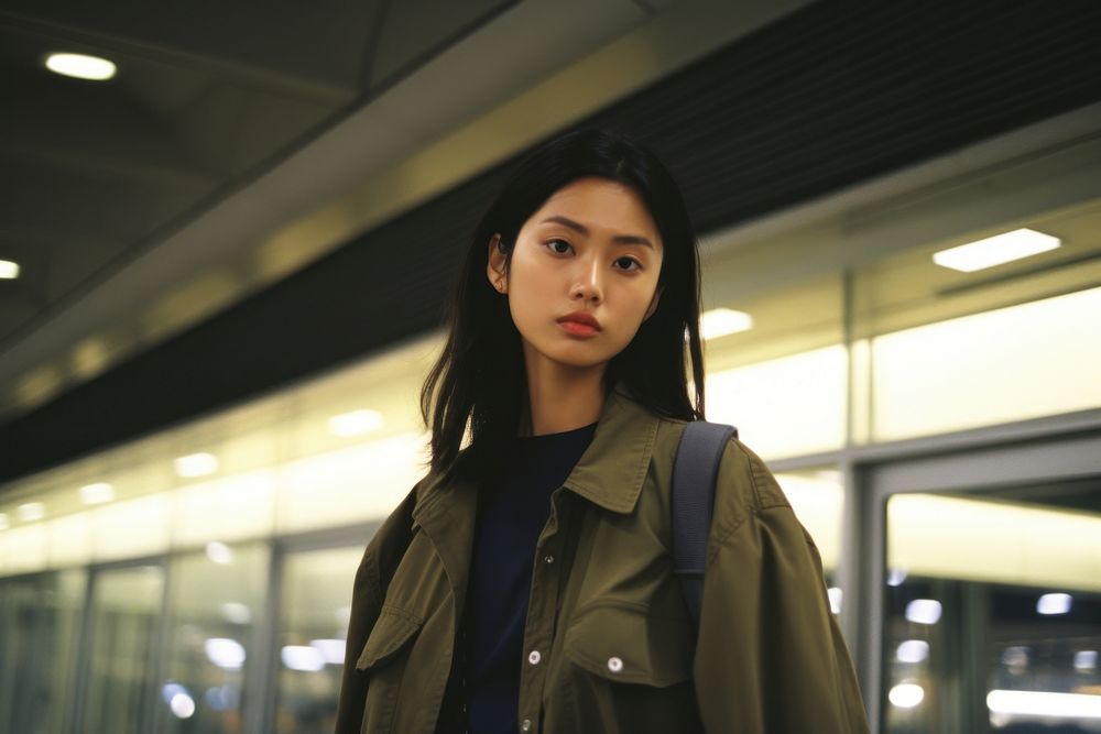 Asian woman at airport photography portrait fashion.