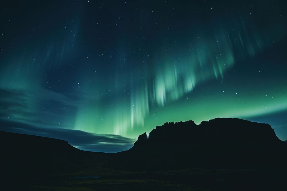 Iceland aurora outdoors nature night.