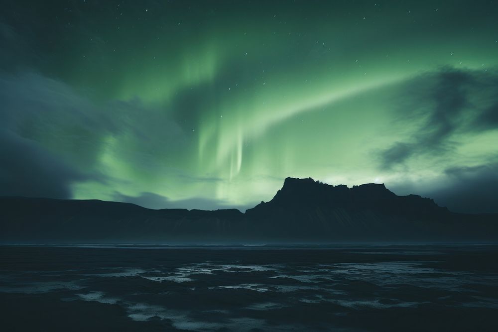 Iceland aurora outdoors nature night.