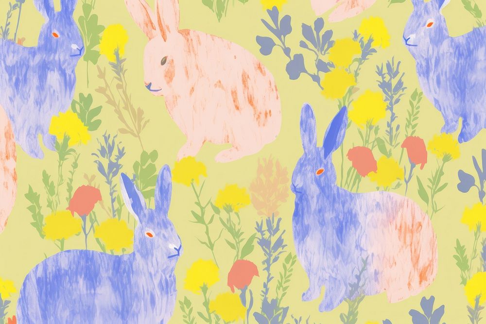  Rabbit backgrounds pattern mammal. AI generated Image by rawpixel.