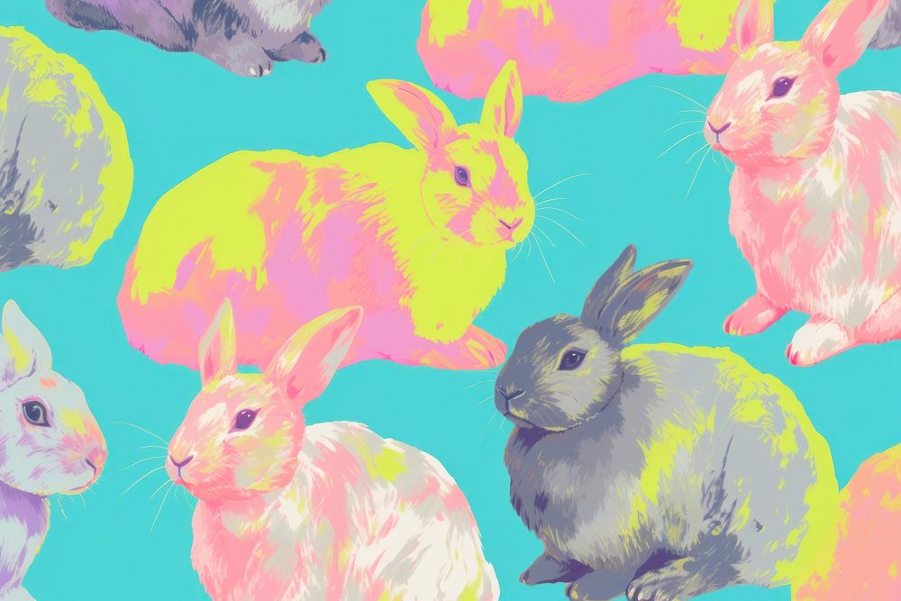  Rabbit backgrounds pattern animal. AI generated Image by rawpixel.