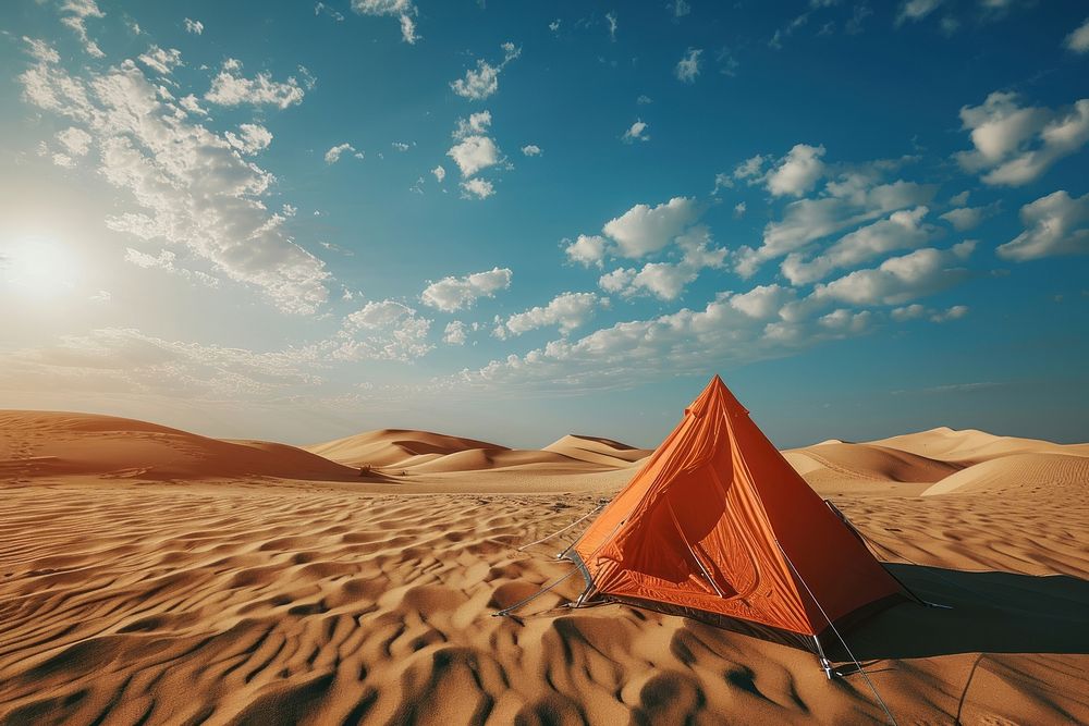 Camping tent in desert outdoors horizon nature.