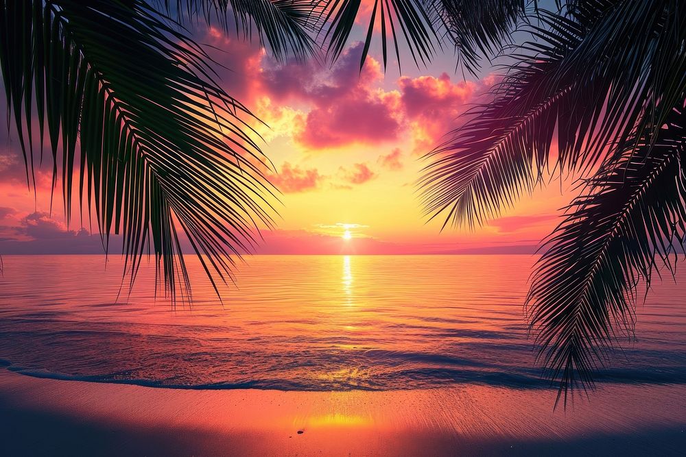 Shore on empty tropical beach sunset backgrounds outdoors.