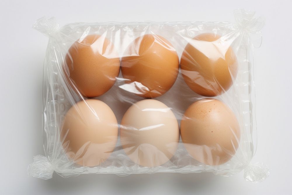 An eggs plastic food plastic wrap.