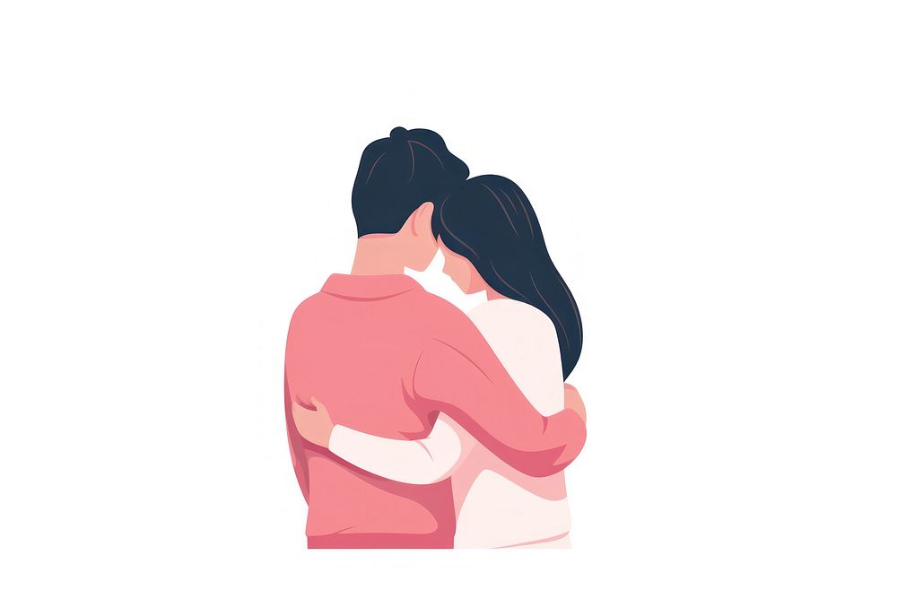 Two people hugging back adult white background.