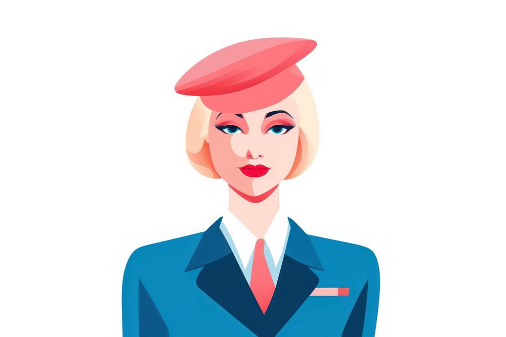 Flight attendant portrait cartoon adult.