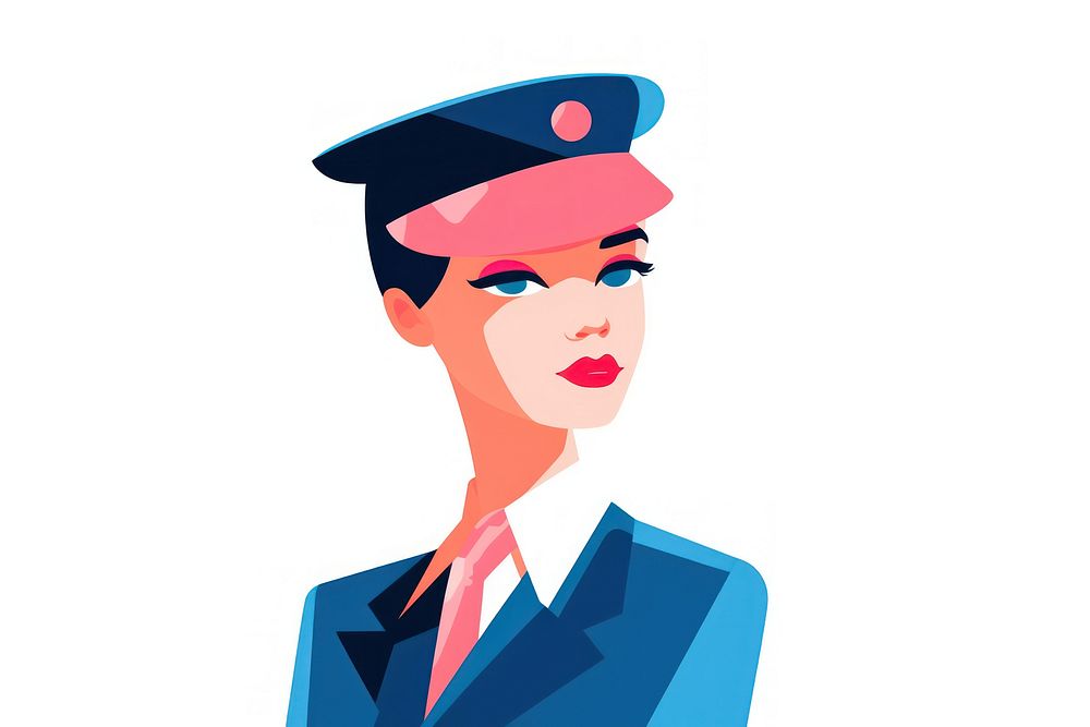 Flight attendant portrait adult white background.