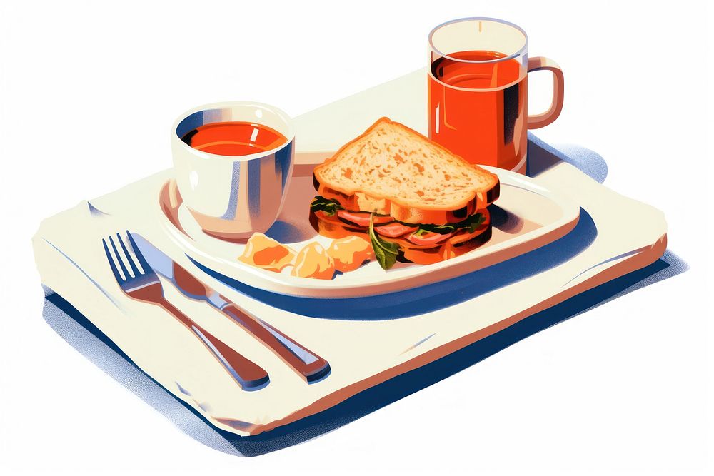 Airline meal saucer lunch bread.