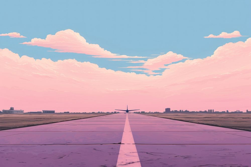 Airport runway airfield outdoors horizon.