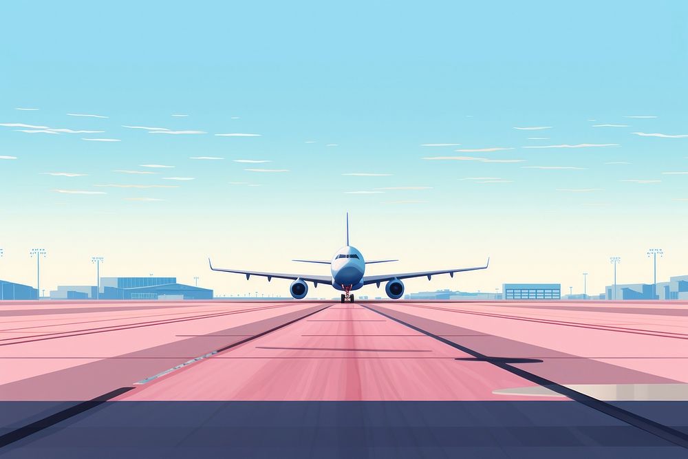 Airport runway aircraft airplane vehicle.